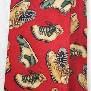 Italian Hand Printed Kenneth Gordon Hikers Boots TIE red tan green USA Made
